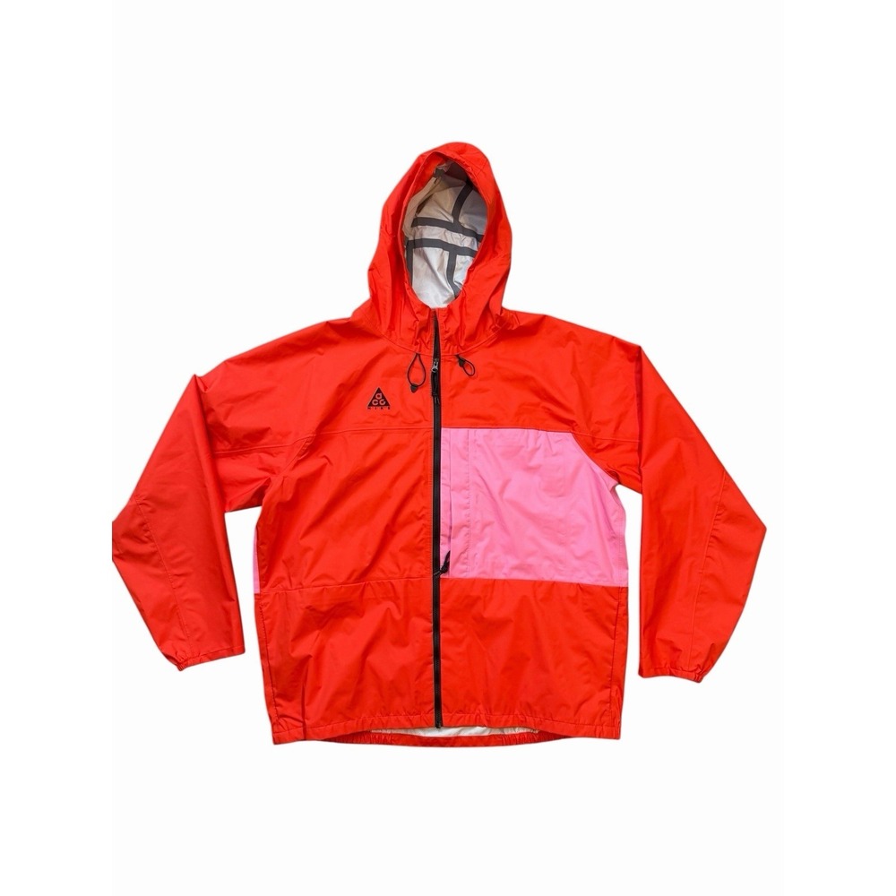 Nike‎ ACG Jacket Orange Pink Colorblock Hooded Windbreaker Mens Med BQ7340 634